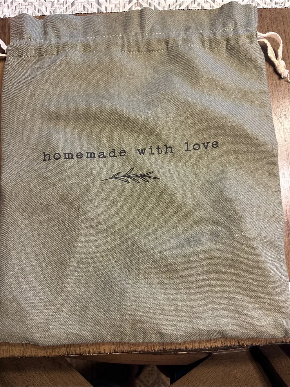 Sourdough Drawstring Bags and bowl covers - Homemade With Love (Cream/Green)